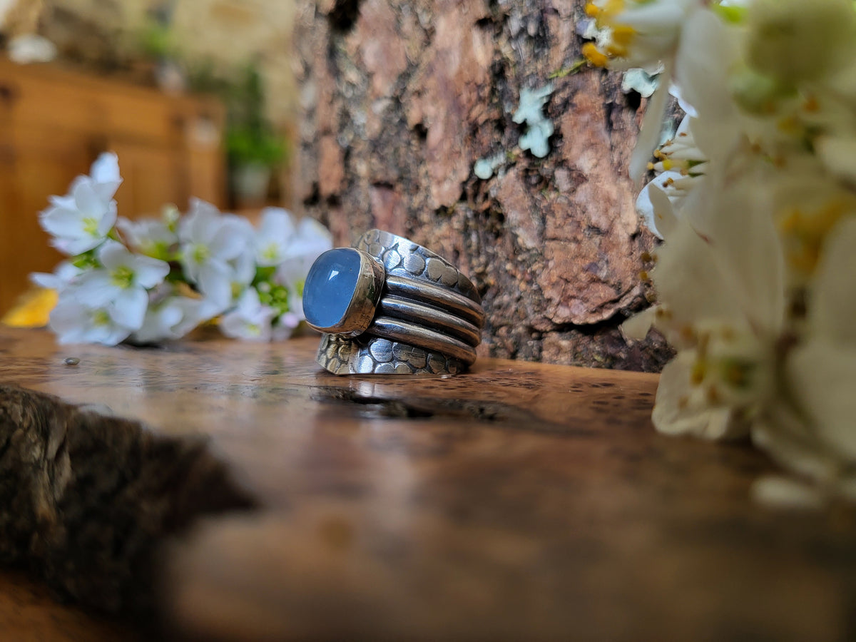 Bague Réglable En Argent Massif 925 - Pierre Béryl Saphir Marquise 27x16mm - Neuf Avec étiquettes