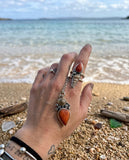 Bague corail rouge/ coquillage taille 56