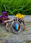 Pendentif labradorite/ fleur de vie