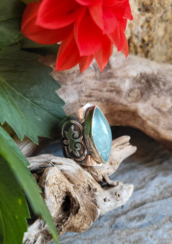 Bague aigue marine taille 59