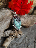 Pendentif variscite/ monstera