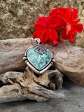 Pendentif variscite/ monstera
