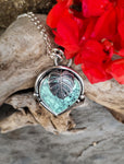 Pendentif variscite/ monstera