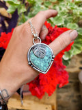 Pendentif variscite/ monstera