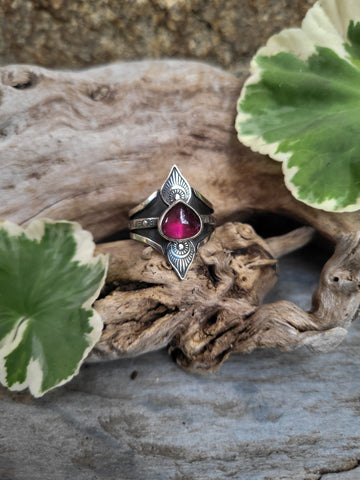 Bague tourmaline rose taille 53