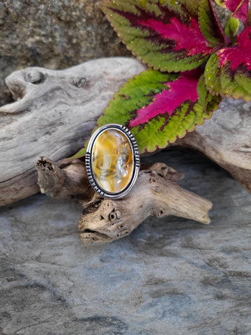 Bague agate montana/ renard taille 58