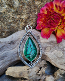 Pendentif tournant double face malachite