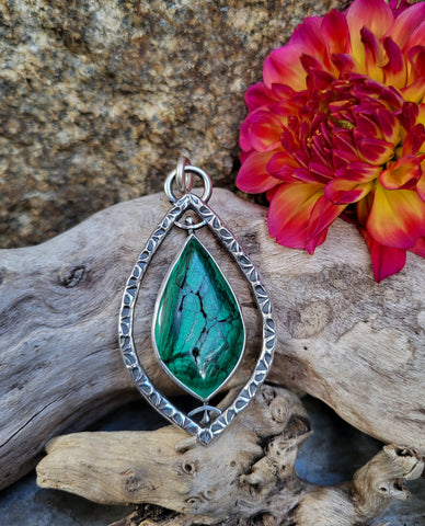 Pendentif tournant double face malachite
