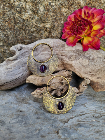 Boucles d'oreilles laiton amethyste