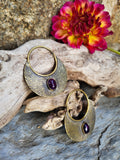 Boucles d'oreilles laiton amethyste