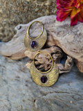 Boucles d'oreilles laiton amethyste