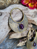 Boucles d'oreilles laiton amethyste