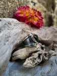 Bague obsidienne manta huichol taille réglable