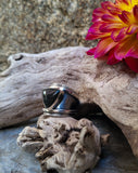 Bague obsidienne manta huichol taille réglable