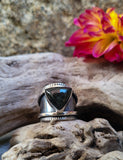 Bague obsidienne manta huichol taille réglable