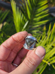 Bague obsidienne manta huichol taille réglable