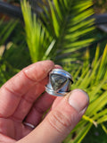 Bague obsidienne manta huichol taille réglable