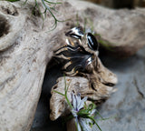 Bague obsidienne argenté taille 60
