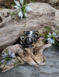 Bague obsidienne argenté taille 60