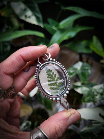 Pendentif quartz/ fougère