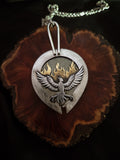 Pendentif obsidienne doré/ phénix