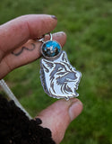 Pendentif loup / turquoise