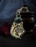 Pendentif loup / turquoise