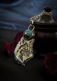 Pendentif loup / turquoise