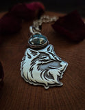 Pendentif loup / turquoise