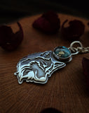 Pendentif loup / turquoise