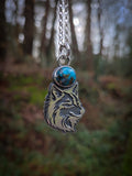 Pendentif loup / turquoise