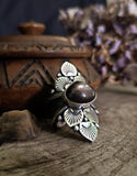 Bague pierre de lune noire Taille réglable