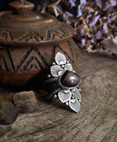 Bague pierre de lune noire Taille réglable