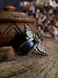 Bague pierre de lune noire Taille réglable