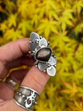 Bague pierre de lune noire Taille réglable