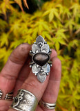 Bague pierre de lune noire Taille réglable