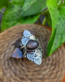 Bague pierre de lune noire Taille réglable
