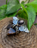 Bague pierre de lune noire Taille réglable