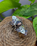 Bague pierre de lune noire Taille réglable