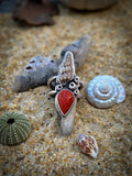 Bague corail rouge/ coquillage taille 56