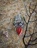 Bague corail rouge/ coquillage taille 56