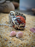 Pendentif sphère corail rouge