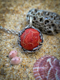 Pendentif sphère corail rouge