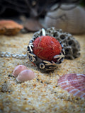 Pendentif sphère corail rouge