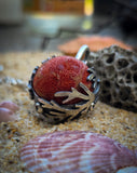 Pendentif sphère corail rouge