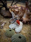 Bague corail rouge/ coquillage taille 56