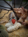 Bague corail rouge/ coquillage taille 56