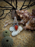Bague corail rouge/ coquillage taille 56