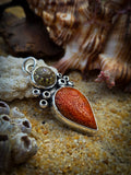 Pendentif corail rouge / coquillage