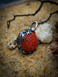 Pendentif sphère corail rouge